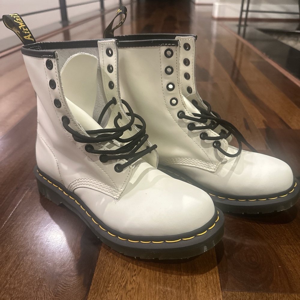 Dr. Martens White Leather Women's Boots